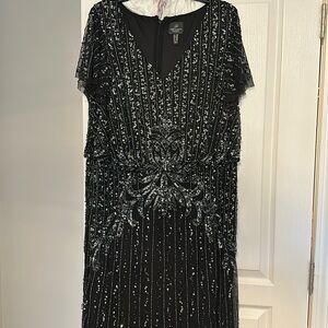 Adrianna Pappel beaded black tie dress. Size 14w plus size evening wear
